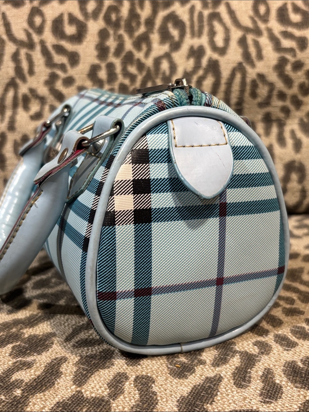 Rare! Burberry blue label mini top handle tartan plaid patent leather handle y2k - Picture 4 of 16